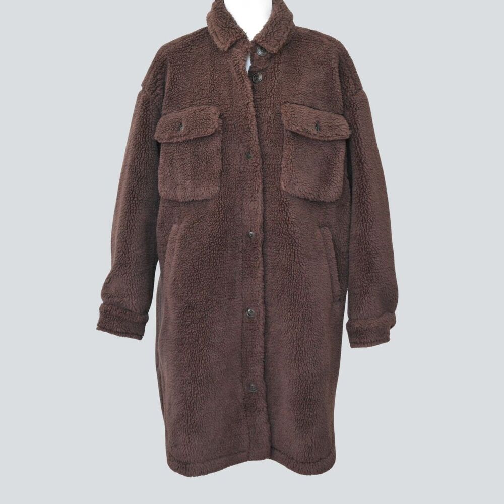 GAP Women's Oversized Sherpa Teddy Shirt Jacket Size MP
